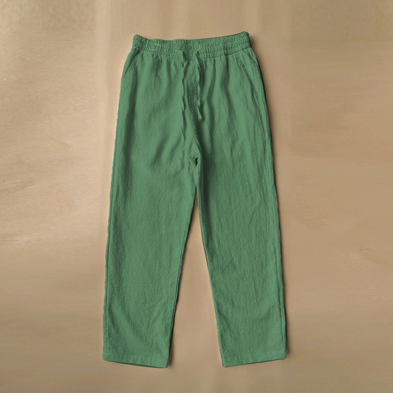New Linen Pants For Men, Summer Cotton And Linen Pants For Boys, Thin Japanese Style Versatile Straight Nine-Point Pants, Casual Pants - Image 1