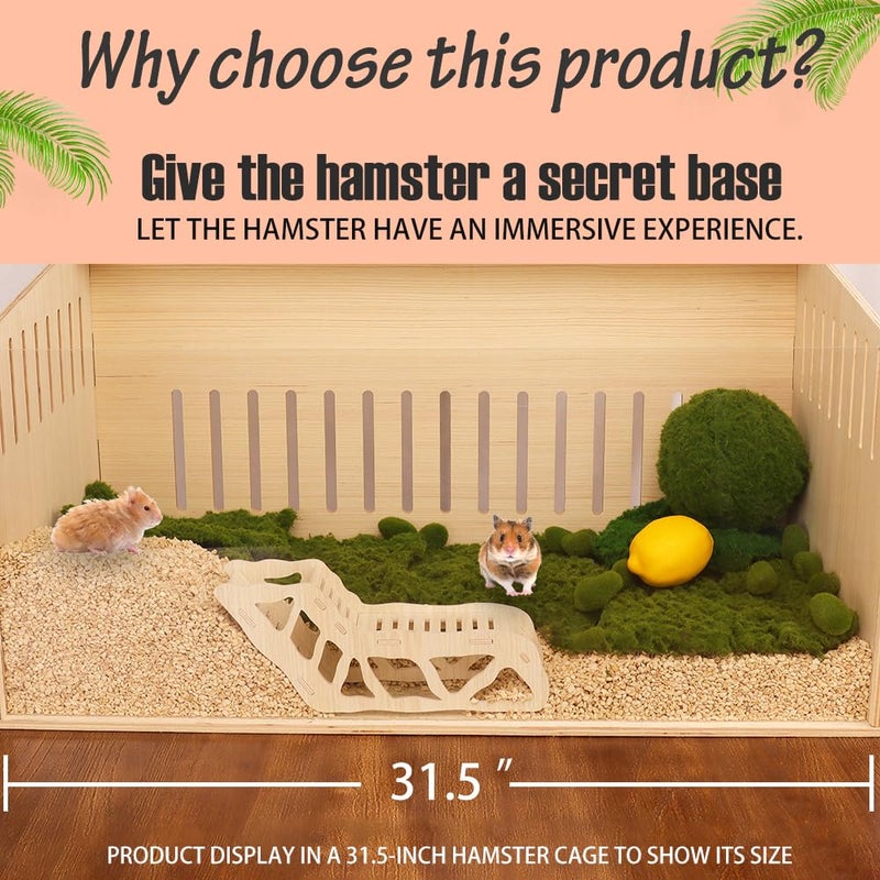 kcrygogo Versatile Hamster Hideout&Exploration Tunnel -Wooden Climbing Ladder&Peep Shelter | Hamster Hideout for Decorative Landscaping Digging Peeping Hide(Only for Small Hamsters) - Image 3