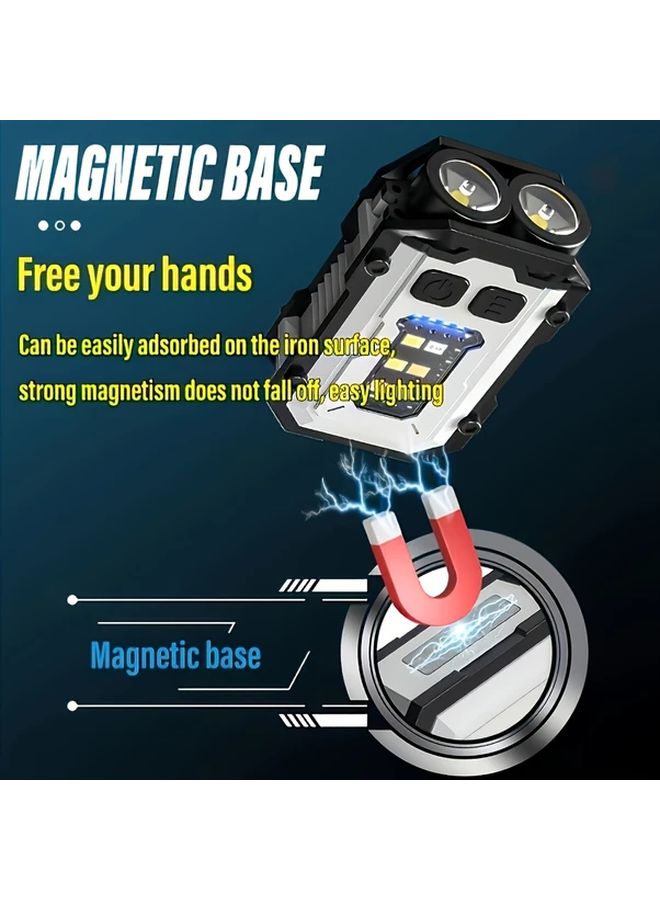 4pcs Mini Handheld Flashlight Rechargeable Keychain Light White Super Bright Led Clip On Cap Light With Power Display Metal Back Clip And Magnetic Base - Image 5