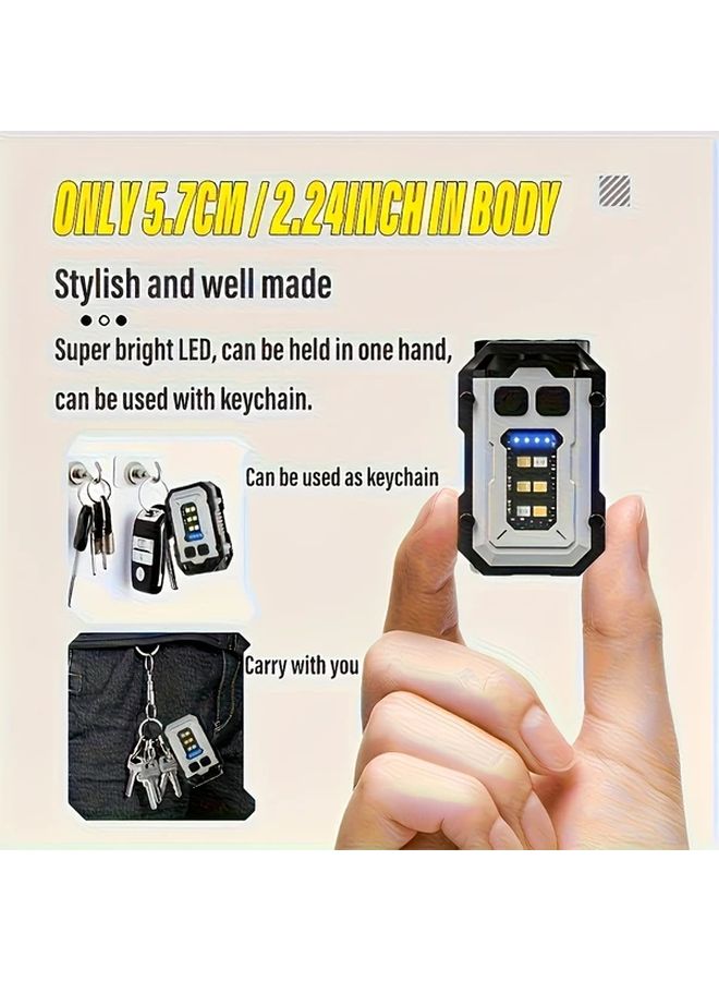 4pcs Mini Handheld Flashlight Rechargeable Keychain Light White Super Bright Led Clip On Cap Light With Power Display Metal Back Clip And Magnetic Base - Image 2