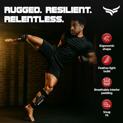 Xtrim Boxing Shin Guard for MMA, Kickboxing, Muay Thai, Karate & Taekwondo, High-Density Foam Padding for Shock Absorption, Lightweight Full Shin Protection, Secure Velcro Fit, Comfort Lining, (M) - Image 3