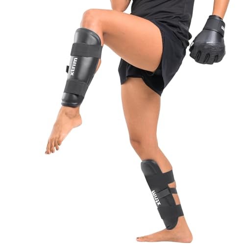 Xtrim Boxing Shin Guard for MMA, Kickboxing, Muay Thai, Karate & Taekwondo, High-Density Foam Padding for Shock Absorption, Lightweight Full Shin Protection, Secure Velcro Fit, Comfort Lining, (M) - Image 1