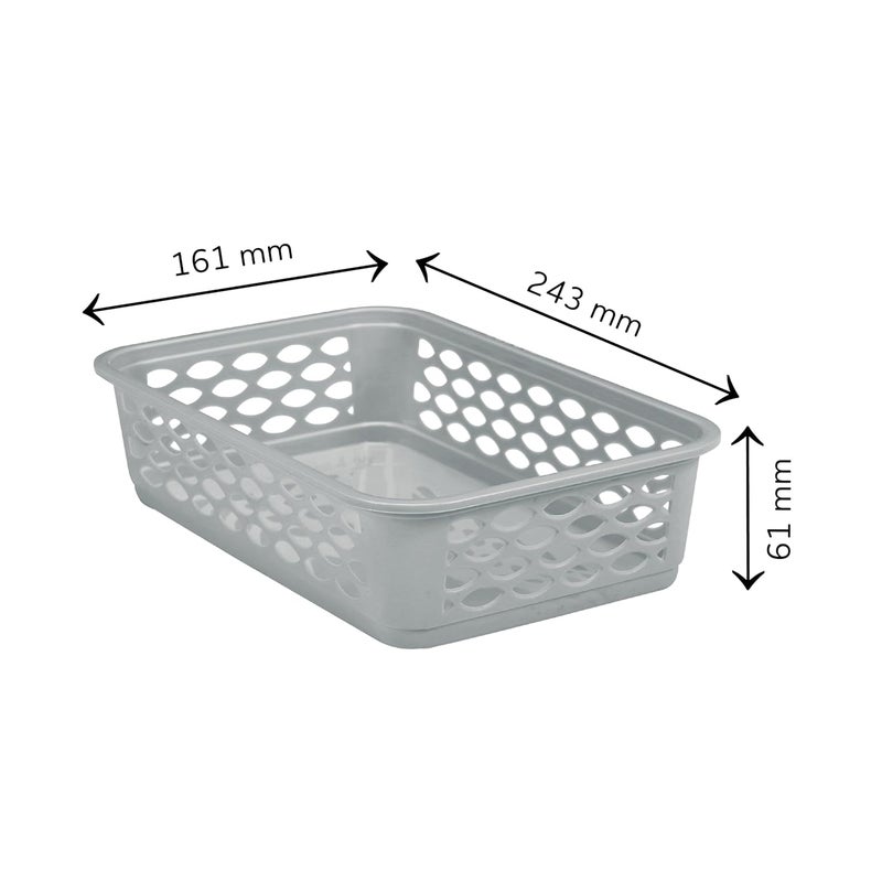 RATAN PLASTICWARE Diana Tray Rectangular-Medium (Pack of 3) Plastic Storage for Desk Basket/Organizers for Stationery, Jewellery, Tools,Kitchen, Office-Lt Brown, Daiso Grey, Twist Beige - Image 3