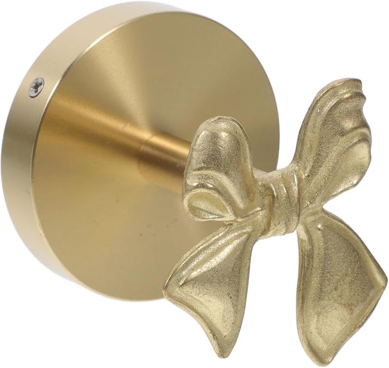 Brass Bowknot Wall Hooks No Drill Adhesive for Towel Coat Bathroom Entryway Storage - Image 1