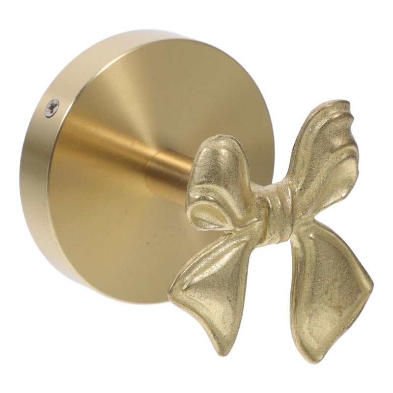 Brass Bowknot Wall Hooks No Drill Adhesive for Towel Coat Bathroom Entryway Storage - Image 2