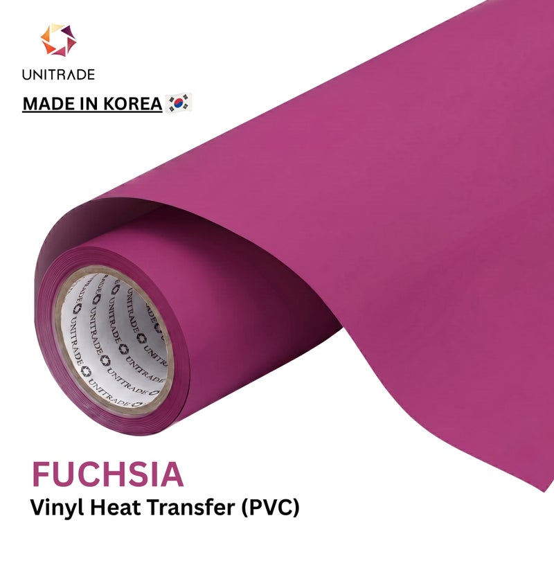 UNITRADE® Easy Cut (PVC) Fuchsia Heat Transfer Vinyl Roll / Compatible with Cricut, Silhouette, Professional Cutters / CPSIA Certified / Made in Korea - Image 1
