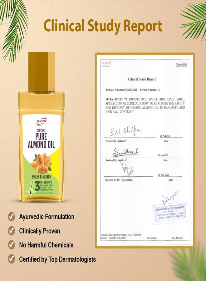 Nimson Almond Hair Oil with Brahmi & Bhringraj | Hair Growth, Damage Protection & Shine | Non-Sticky | 500ml - Image 4
