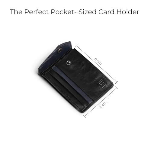 Eume Nova Card Holder for Men & Women, Charcoal Blue | Slim Premium Vegan Leather | 3 Card Slots & 1 Flap Pocket | Slim & Durable Design | Card Holder Wallet for Credit, Debit, & Id Cards - Image 3