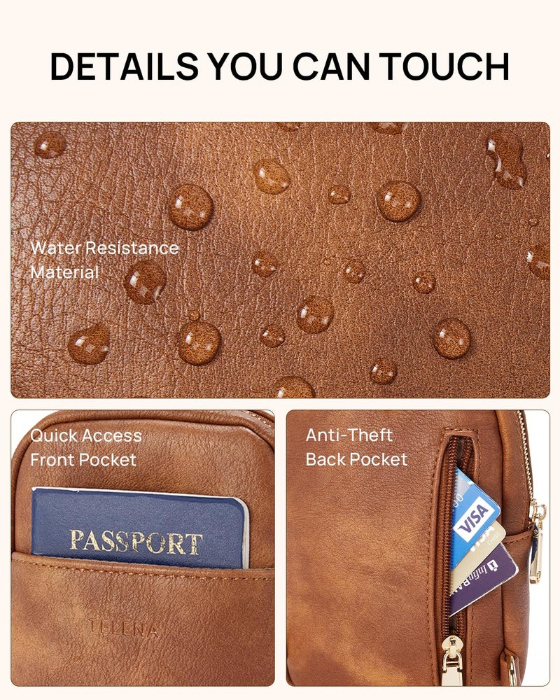 Telena Crossbody Bags for Women Leather Cross Body Sling Bag for Woman Travel Mocha Brown - Image 4