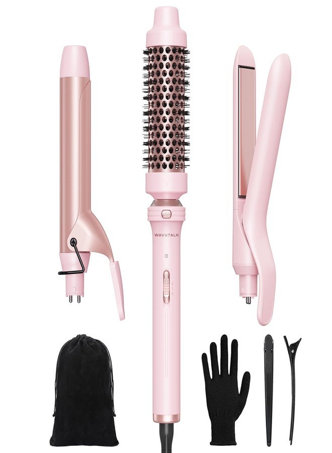 Wavytalk 3 in 1 Curling Wand Set with Heated Round Brush,Versatile Styling - Image 1