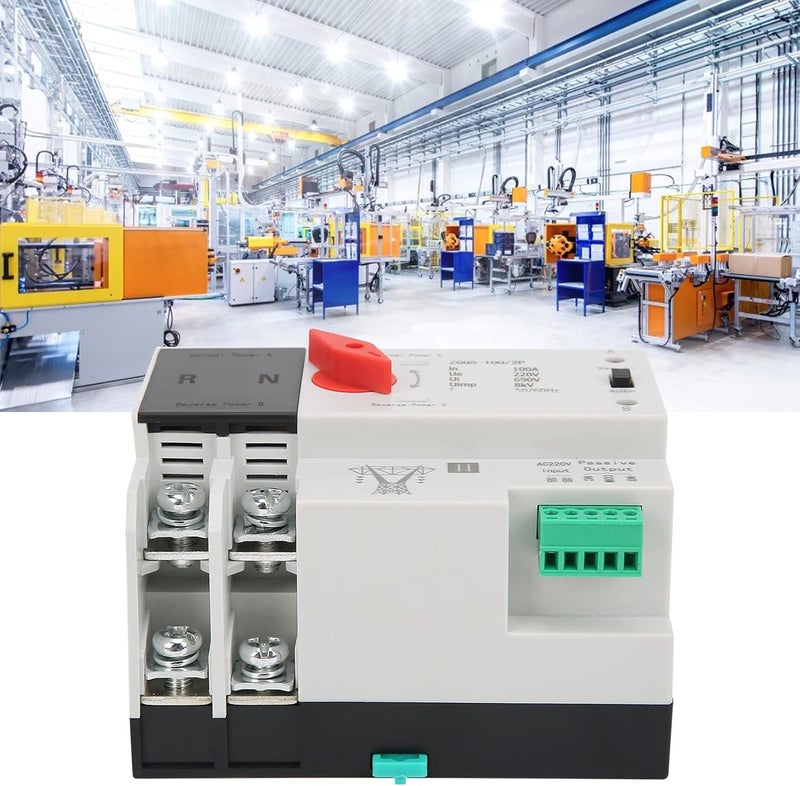 ويوبلز مفتاح تحويل تلقائي ثلاثي الأطوار ATS بقدرة 100 أمبير، مثبت على سكة DIN، طراز ZGQ5-100/2P - Image 4