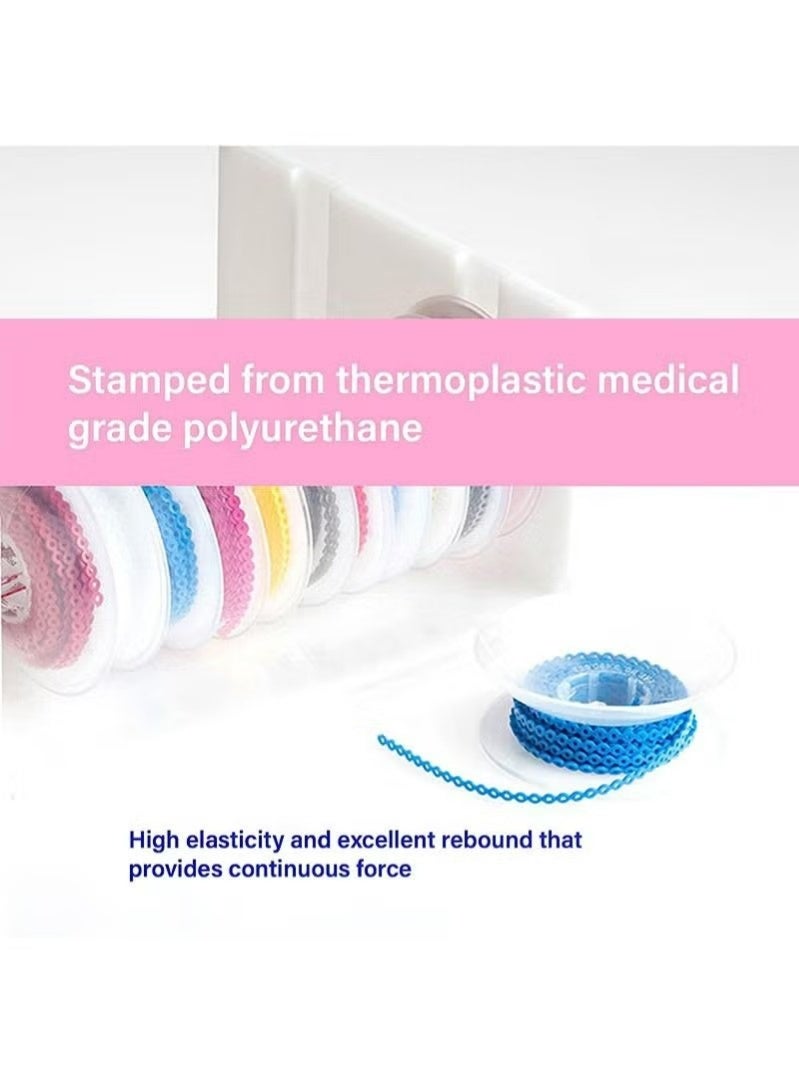 HAVEN 2 Rolls Of 2.28m Each Orthodontic Braces Rubber Chain，The Braces Dynamic Chain Consists Of A Short Filament Chain (Short，0.136 in (3.3 mm)，Prussian Blue) - Image 2