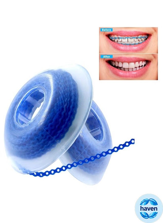 HAVEN 2 Rolls Of 2.28m Each Orthodontic Braces Rubber Chain，The Braces Dynamic Chain Consists Of A Short Filament Chain (Short，0.136 in (3.3 mm)，Prussian Blue) - Image 1