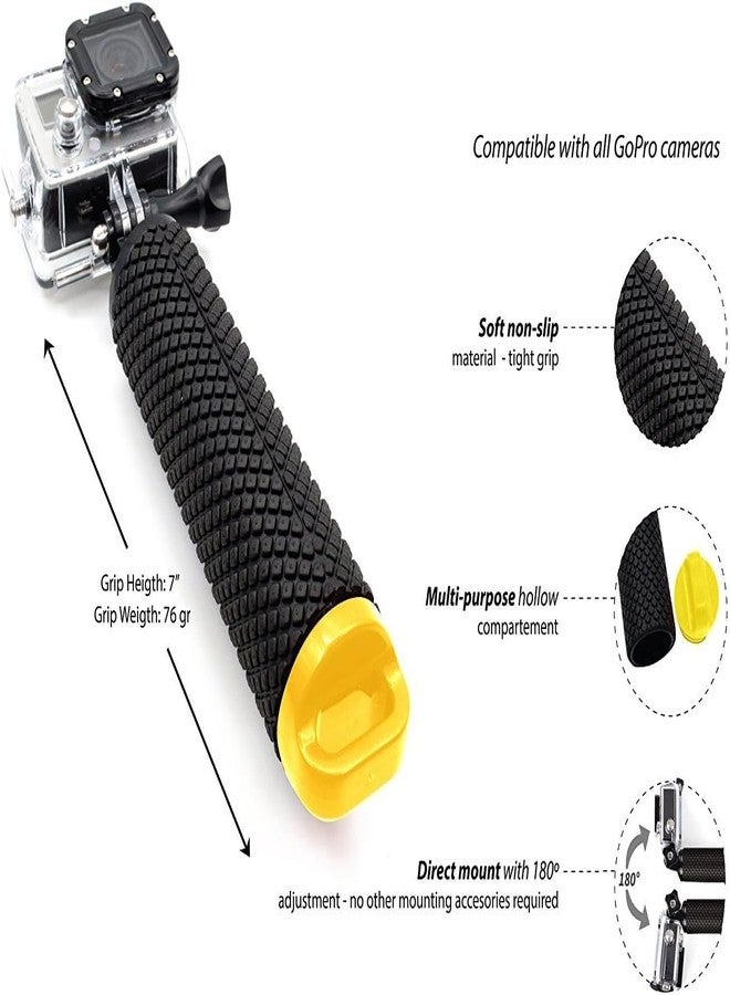 Action Pro Waterproof Floating Hand Grip Bobber with Wrist Strap & Screw Compatible with GoPro Hero 13/12/11/10/9/8/7/6/5/4, DJI Osmo Action, Insta360 X3, SJCAM & Other Action Cameras (Yellow) - Image 2