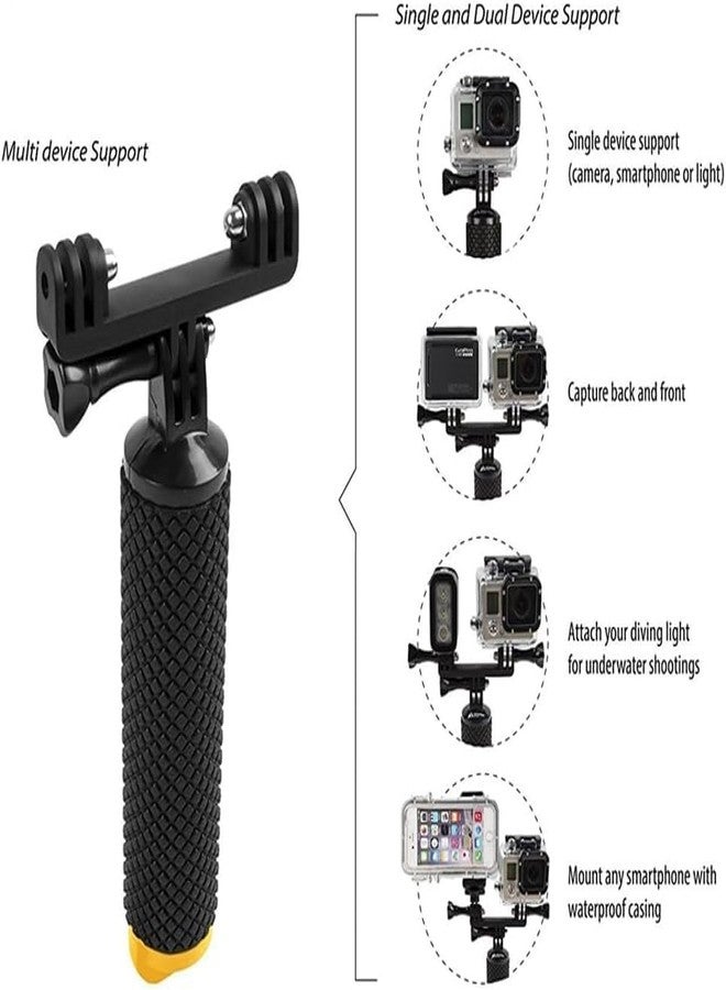 Action Pro Waterproof Floating Hand Grip Bobber with Wrist Strap & Screw Compatible with GoPro Hero 13/12/11/10/9/8/7/6/5/4, DJI Osmo Action, Insta360 X3, SJCAM & Other Action Cameras (Yellow) - Image 3