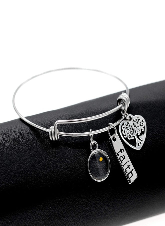 Uloveido Stainless Steel Tree Life Bracelet,Mustard Seed Pendant,Strand Cuff Bangle Gifts for Women Y639-Round - Image 5