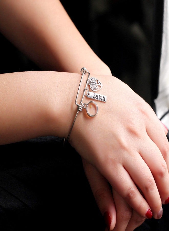 Uloveido Stainless Steel Tree Life Bracelet,Mustard Seed Pendant,Strand Cuff Bangle Gifts for Women Y639-Round - Image 2
