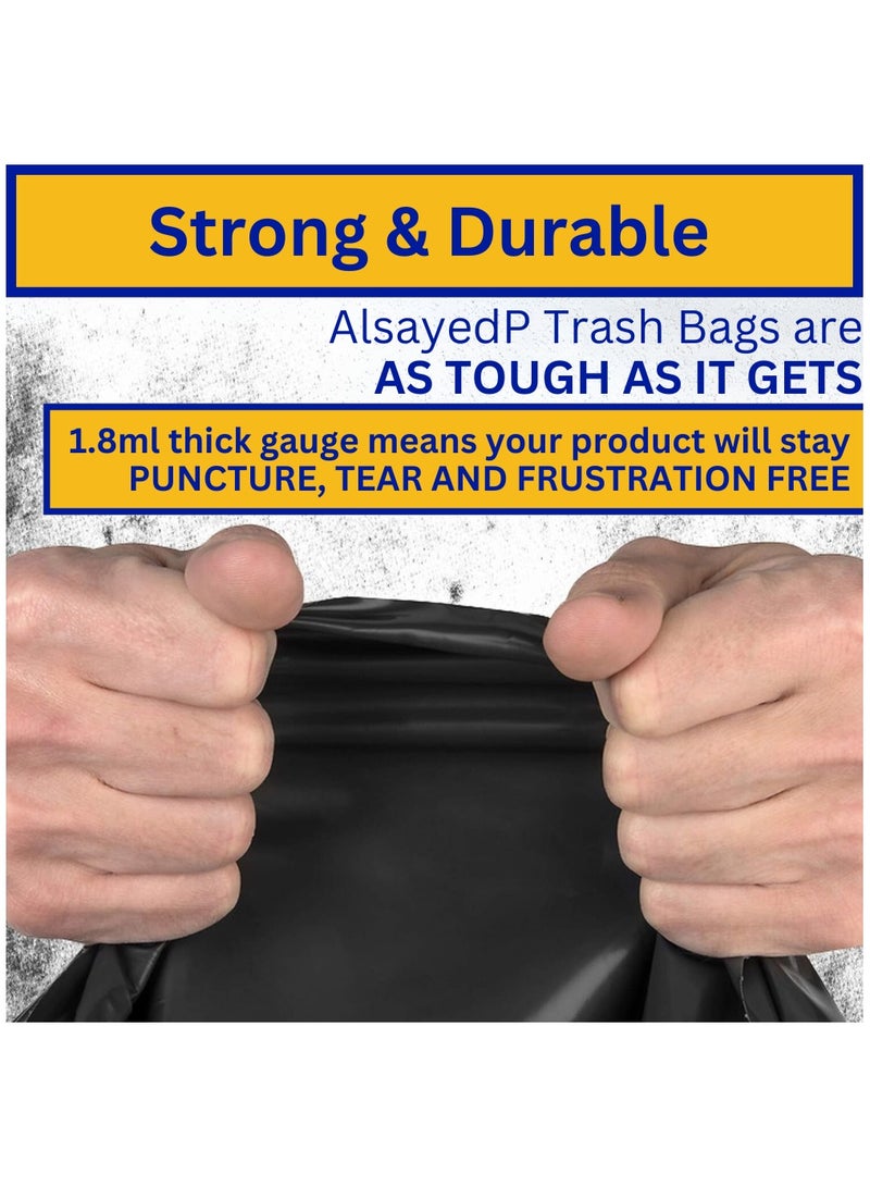 AlsayedP 50 Gallon Heavy Duty Trash Bags 35 Black Plastic Garbage Bags for Contractor, Industrial, Home, Kitchen, Commercial, Yard, Lawn, Leaf (50 Gallons, 35 Bags)  - Image 3