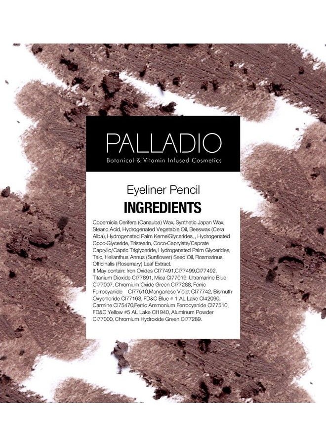 PALLADIO - Wooden Eyeliner Pencil Thin Pencil Shape Easy Application Firm yet Smooth Formula Perfectly Outlined Eyes Contour and Line Long Lasting Rich Pigment Dark Brown - Image 1