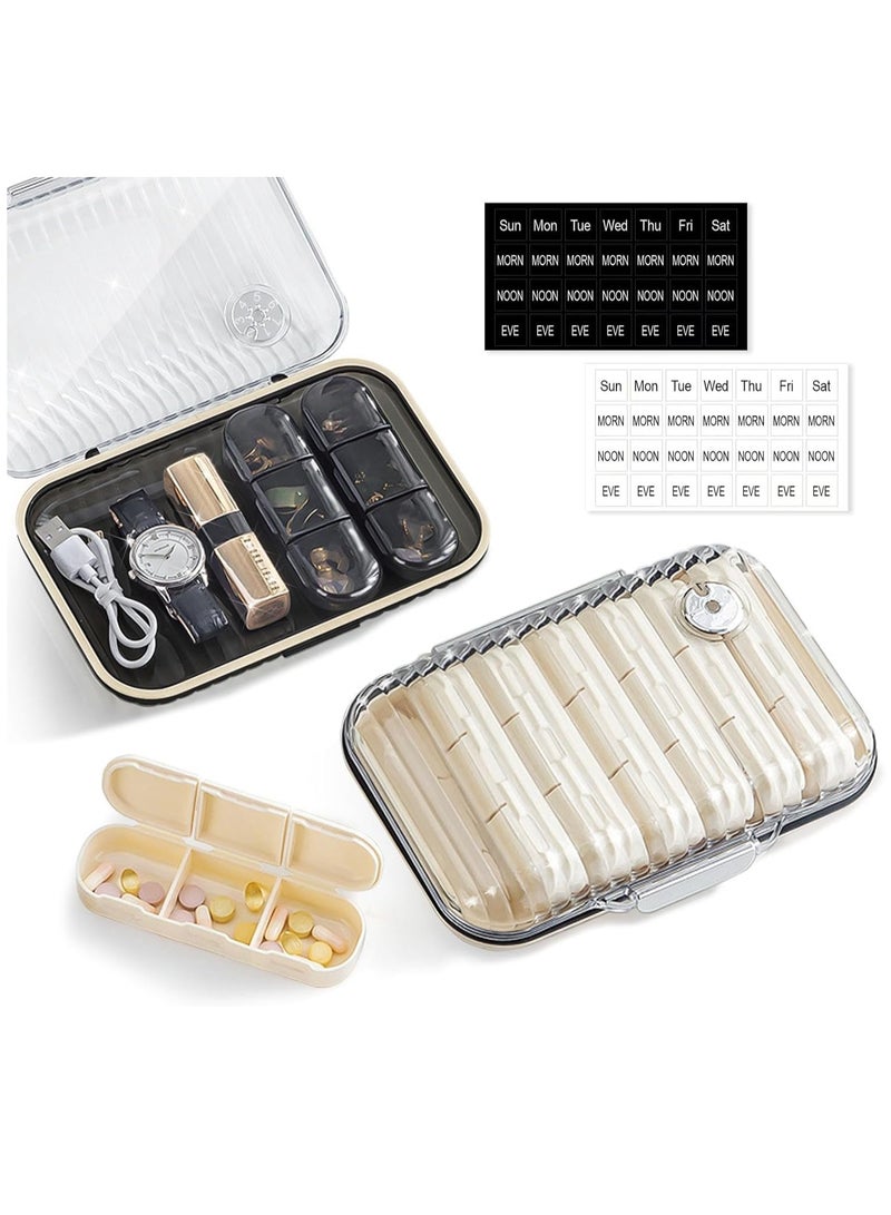 Excefore Weekly Pill Organizer 3 Time a Day, Portable Travel Pill Case/Jewelry Box, Large Medication Holder Container, Daily Pillbox Dispenser for Vitamin Medicine Supplement - Image 1