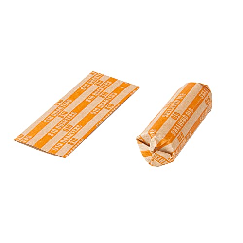 L LIKED 105 PCS Striped Flat Coin Wrappers Quarters Rolls Only, Orange (105 PCS - Quarters) - Image 2