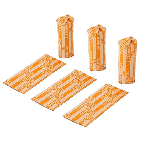 L LIKED 105 PCS Striped Flat Coin Wrappers Quarters Rolls Only, Orange (105 PCS - Quarters) - Image 3