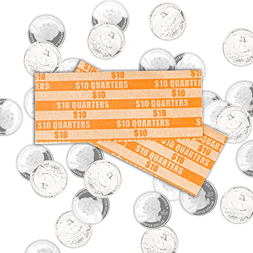 L LIKED 105 PCS Striped Flat Coin Wrappers Quarters Rolls Only, Orange (105 PCS - Quarters) - Image 5