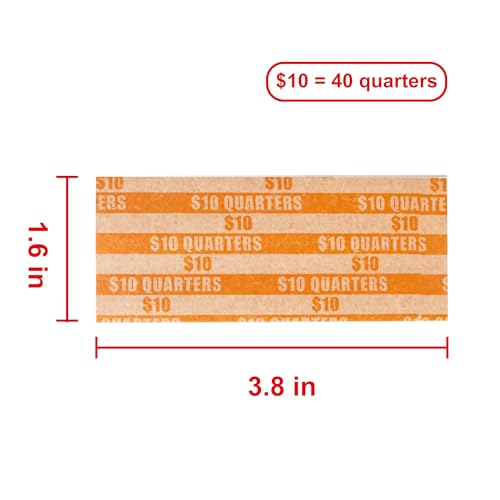 L LIKED 105 PCS Striped Flat Coin Wrappers Quarters Rolls Only, Orange (105 PCS - Quarters) - Image 4
