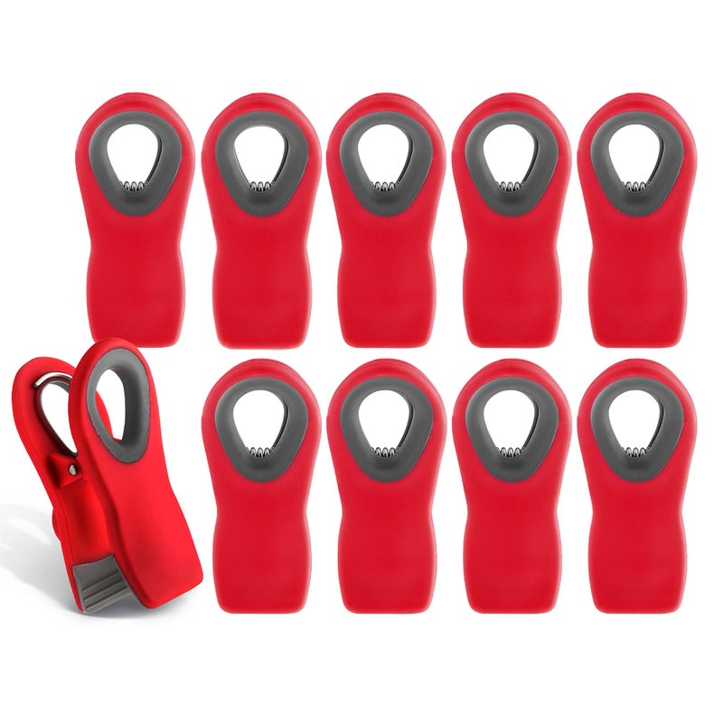 COOK WITH COLOR COOK WITH COLOR Bag Clips with Magnet Food Clips Chip Clips Bag Clips for Food Storage with Airtight Seal Grip for Bread Bags Snack Bags and Food Bags Red Pack of 10 