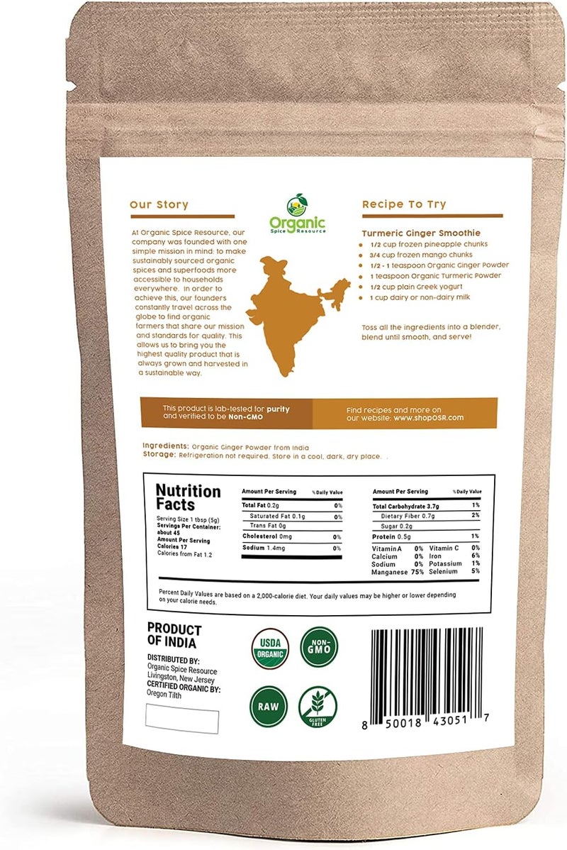 organic_spice_resource Organic Ginger Powder - 8 oz (226g) - USDA Organic, Non-GMO, Gluten Free, Raw from India - Resealable Bag - Image 3