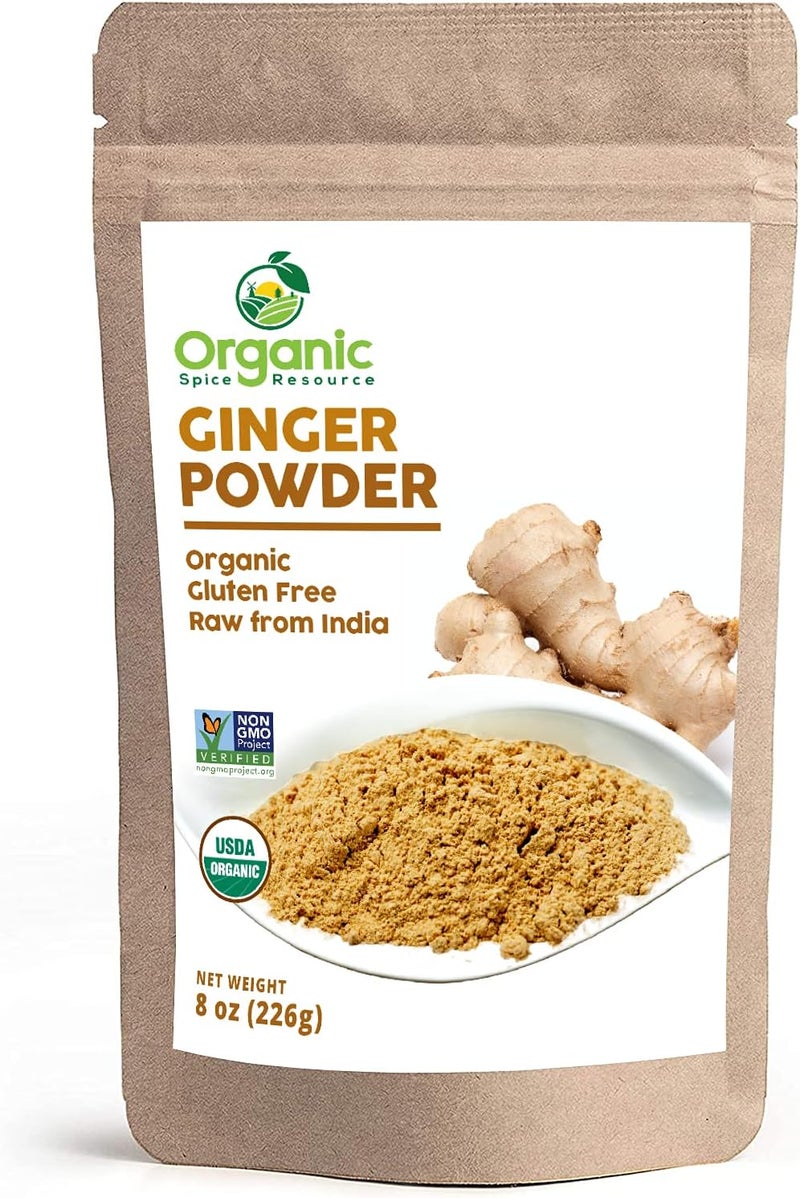 organic_spice_resource Organic Ginger Powder - 8 oz (226g) - USDA Organic, Non-GMO, Gluten Free, Raw from India - Resealable Bag - Image 1