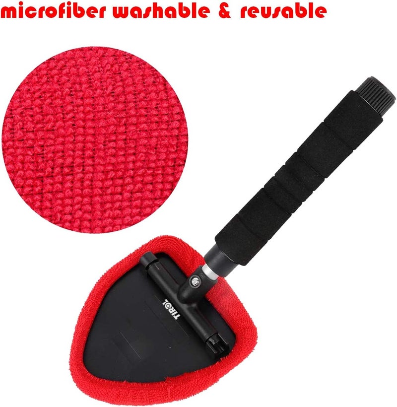 MGGi Windshield Cleaner Tool, Extendable Handle and Adjustable Triangular Shape Window Windshield Cleaner Kit, Car Windshields Washing Brush, with 2Pcs Washable and Reusable Pads - Image 5