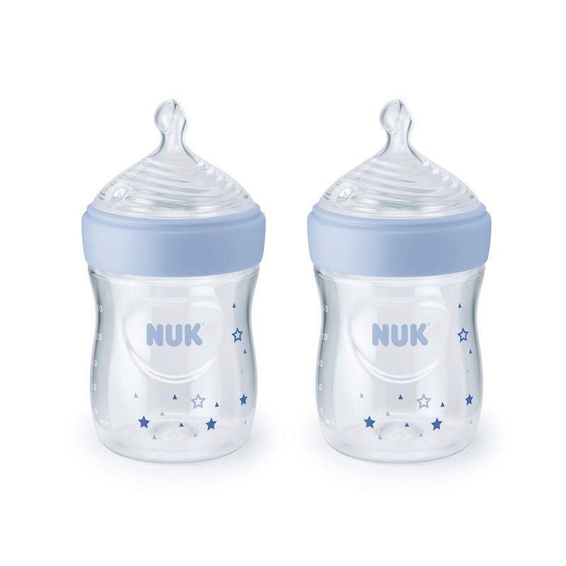 NUK Simply Natural Baby Bottles, 5 Oz, 2-Pack, Colors May Vary - Image 1