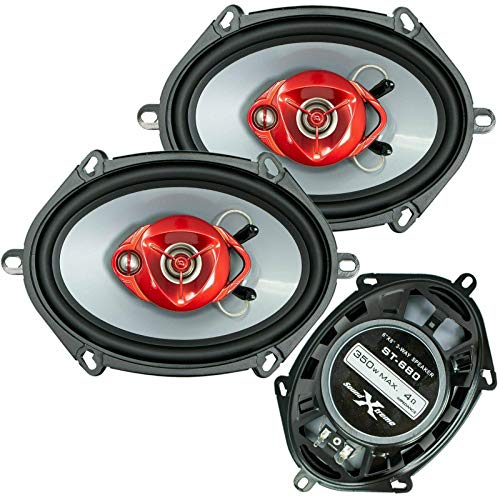 SoundXtreme Pair of SoundXtreme 5x7/ 6x8 in 3-Way 350 Watts Coaxial Car Speakers 4-Ohm (2 Speakers) - Image 1