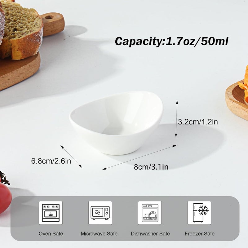 UIBFCWN Ceramic Dipping Bowls 17 Oz Ceramic Soy Sauce Dishes Porcelain Dipping Sauce Cup Pinch Bowls Mini Bowl for Side Dishes ketchup Condiment Server Charcuterie BBQ and Party 20 Pack - Image 2