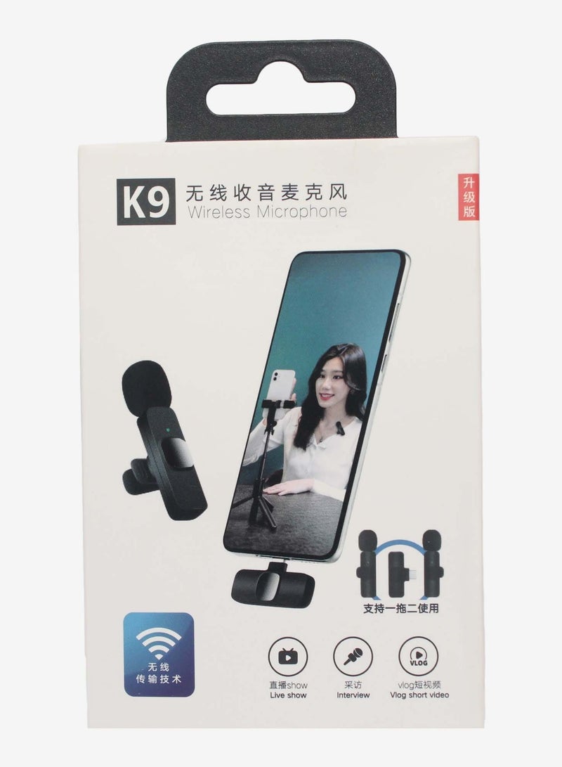 2in1 Bluetooths Mic K9 Wireless Collar Microphone Dual Lapel Lavalier Mic for Noise Reduction Vlogging Interview Live Streaming YouTube Video Broadcast - Image 1