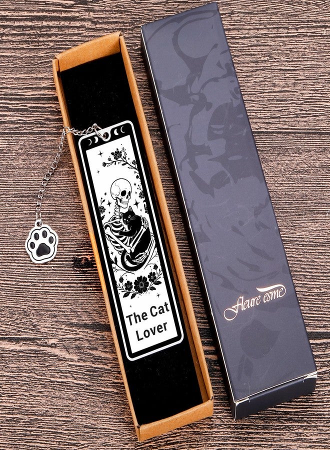 Fleure Esme Gothic Cat Bookmark for Women Men Funny Skeleton and Black Cat Gifts for Cat Lovers Witchy Reading Accessories for Girls Teens Women Bookworms Christmas Stocking Stuffer White Elephant Gifts - Image 3