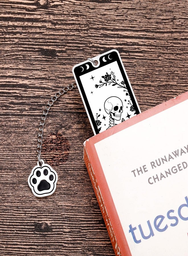 Fleure Esme Gothic Cat Bookmark for Women Men Funny Skeleton and Black Cat Gifts for Cat Lovers Witchy Reading Accessories for Girls Teens Women Bookworms Christmas Stocking Stuffer White Elephant Gifts - Image 4