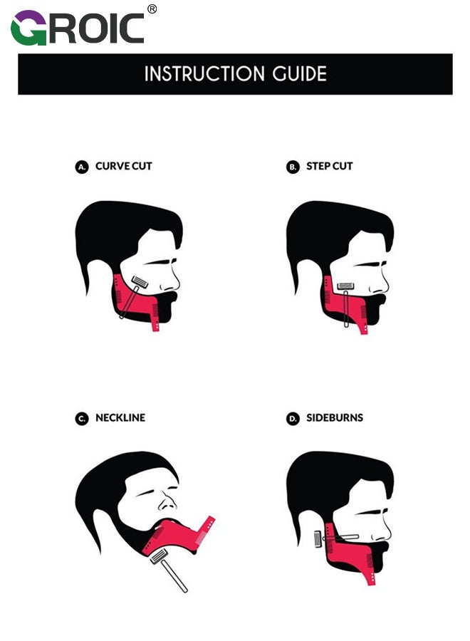 جرويك قالب تشكيل اللحية ومشط 2 في 1 - أداة تصفيف مع مشط مدمج، مثالية للتحديد وتحديد الحواف، للاستخدام مع ماكينة تشذيب اللحية - أسود - Image 5