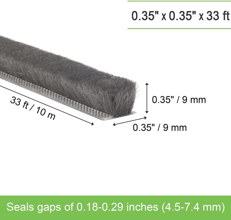YOCCEK Self-Adhesive Weather Stripping Seal for Doors & Windows – Soundproof Insulation Gap Filler for Sliding, Exterior, Front, and Jamb Frames – 0.35" x 0.35" x 33 ft, Gray - Image 2
