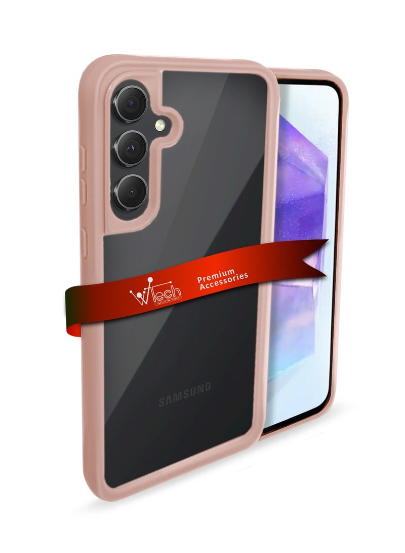 Wtech Hybrid Translucent Silicone Raised Camera Lips Case Cover For Samsung Galaxy A55 5G 2024 Light Pink - Image 1