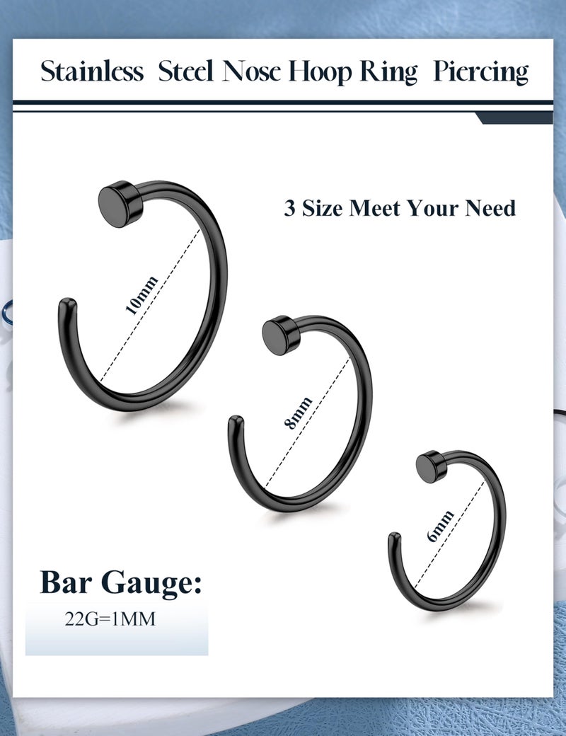 Drperfect 18G 36PCS 316L Stainless Steel Nose Ring Hoop Nose Piercing Jewelry for Women and Men Colored Hoop Nose Ring 6mm 8mm 10mm - Image 2