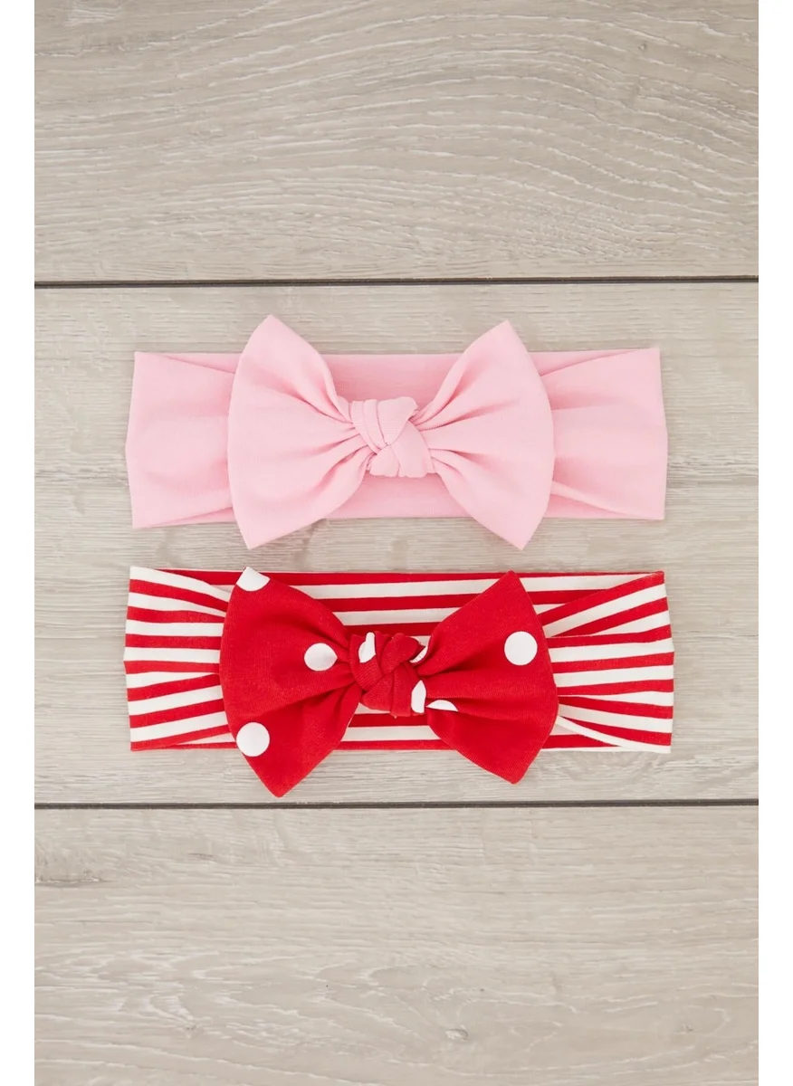 Babygiz Handmade Soft Bow Tie Natural Cotton Combed Cotton Double Baby Kids Girls Bandana Pink Red