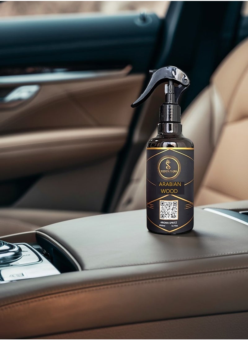 Scenta Flora - Arabian Wood Aroma Spritz Ready-to-Use Long Lasting Air Freshener For Cars, Carpets, Curtains, Rooms, Fabrics, And Abayas (300 ml) - Image 1