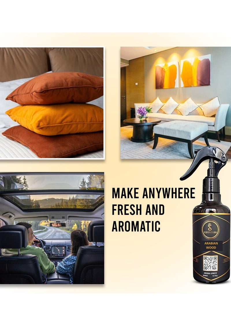 Scenta Flora - Arabian Wood Aroma Spritz Ready-to-Use Long Lasting Air Freshener For Cars, Carpets, Curtains, Rooms, Fabrics, And Abayas (300 ml) - Image 1