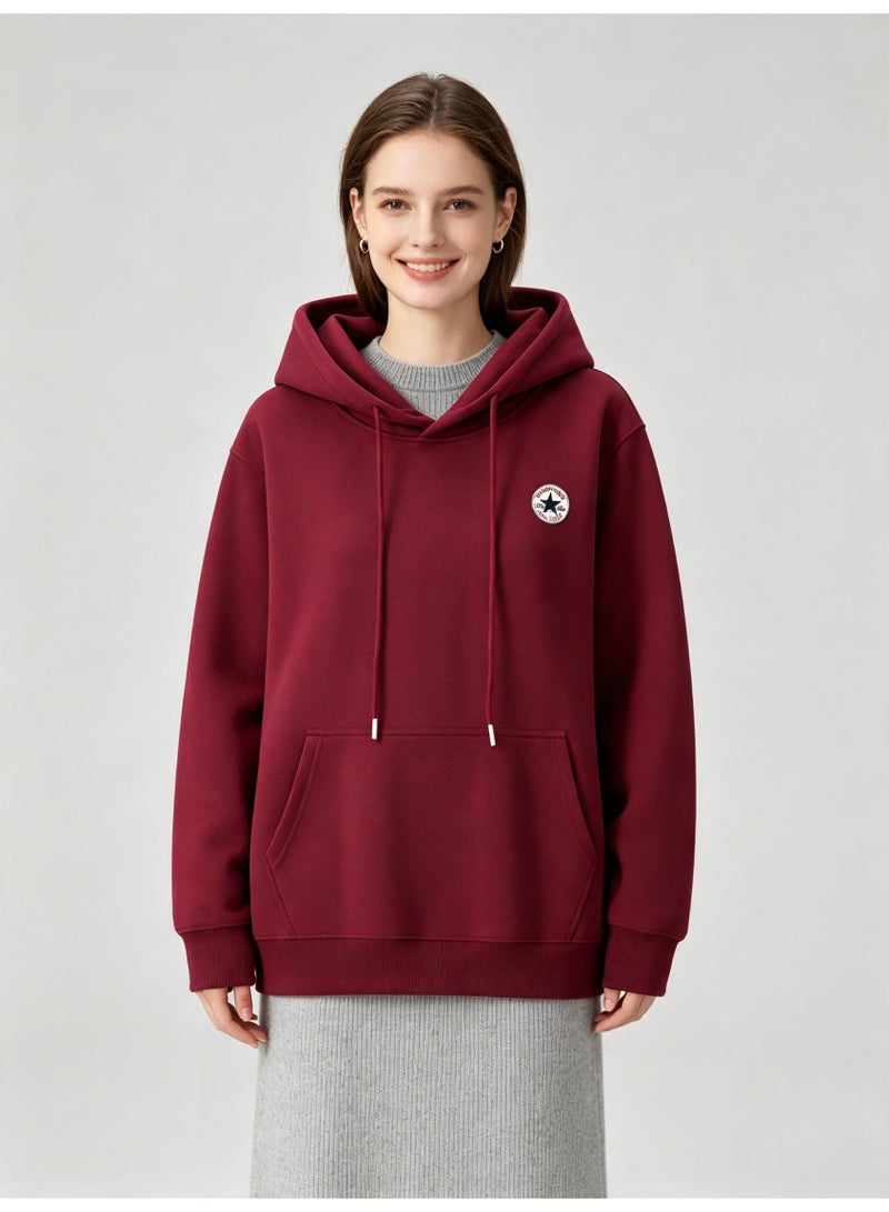 كونفرس CONVERSE Men's and women's basic hooded autumn loose pullover sweater - Image 5