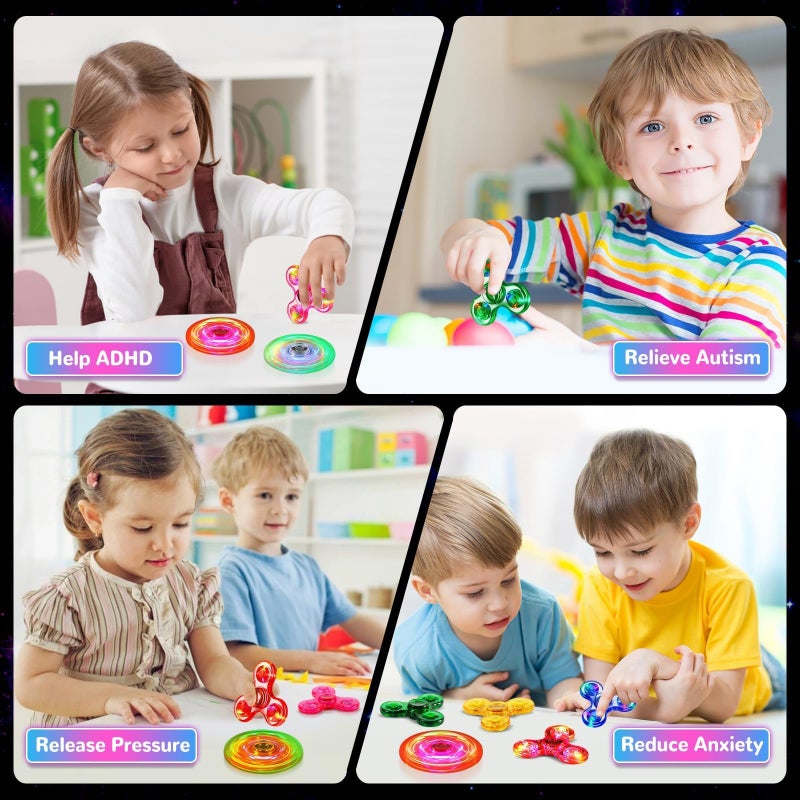 GIGILLI Fidget Spinner for Kids Adults, Light up Sensory Fidget Toys for Kids 4-8-12, Classroom Prizes LED Glow in The Dark Hand Spinner for ADHD Autism Boys Girls 3-5 Teacher Valentine Gift for Kids - Image 5