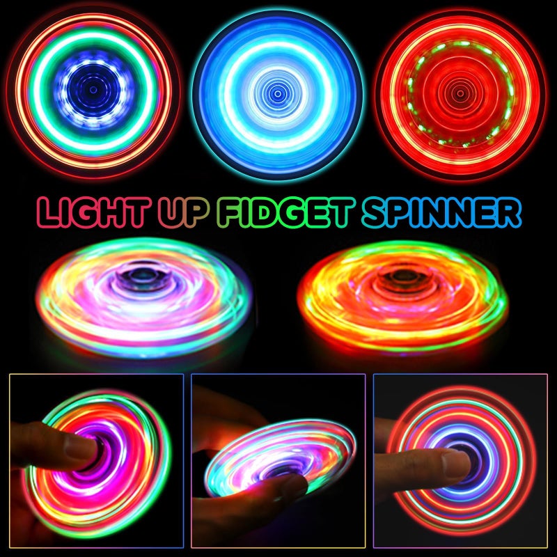 GIGILLI Fidget Spinner for Kids Adults, Light up Sensory Fidget Toys for Kids 4-8-12, Classroom Prizes LED Glow in The Dark Hand Spinner for ADHD Autism Boys Girls 3-5 Teacher Valentine Gift for Kids - Image 3
