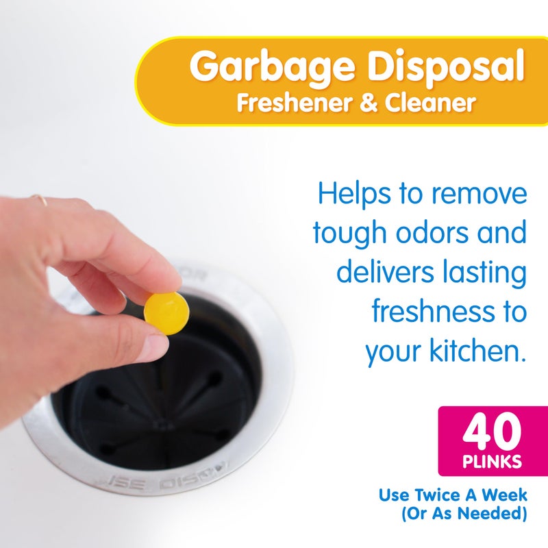Plink Garbage Disposal Cleaner, Freshener & Odor Removing Balls, Easy to Use, Fresh Lemon Scent, 40 Count - Image 2