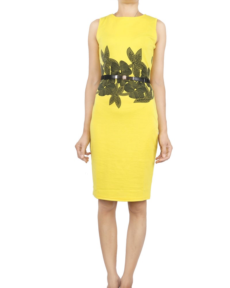 Women's Stretchy Sleeveless Printed Bodycon Pencil Dress - Image 1